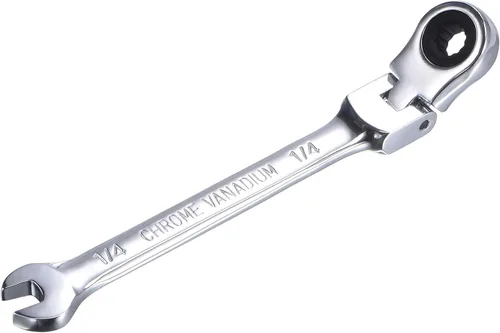 Vista 13 de uxcell Llave combinada de trinquete de cabeza flexible de 9/32 pulgadas SAE 72 dientes 12 puntos de trinquete de caja terminada herramientas