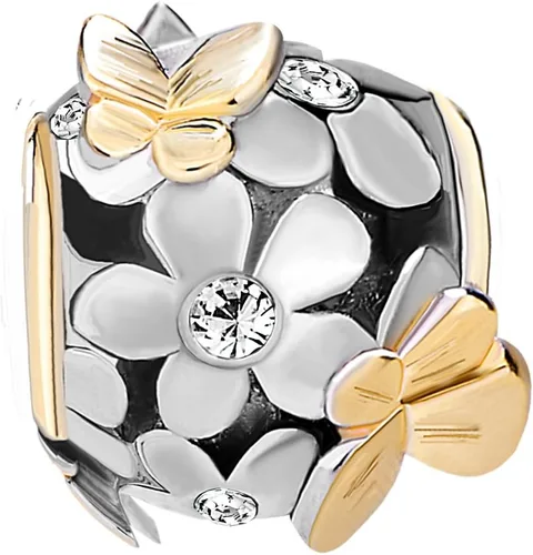 Vista 3 de CharmSStory Abalorio de cristal sintético con piedra natal de imitación de mariposa, para pulsera
