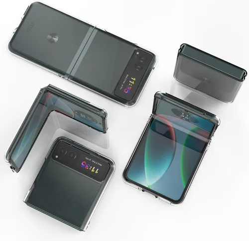 Vista 5 de Feitenn Funda para Moto Razr 2023, delgada y rígida de policarbonato a prueba de golpes, protector de pantalla flexible interior, película
