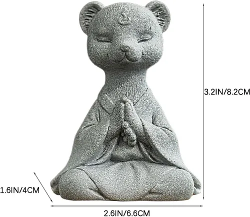 Vista 6 de Estatua de zorro meditante, esculturas de zorro rezando, figura zen para pecera, acuario, decoración de estantes al aire libre (A)