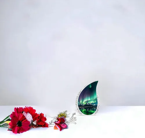 Vista 5 de Aurora Borealis - Urna de cremación en forma de lágrima para cenizas humanas de adultos hombres y mujeres, urna decorativa funeraria de Aurora