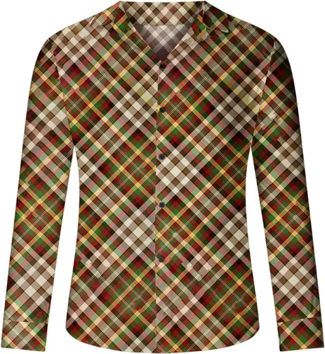 Vista 5 de Camisa de Navidad con botones de manga larga con botones y cuello de Navidad, estilo casual, ajustada, para otoño