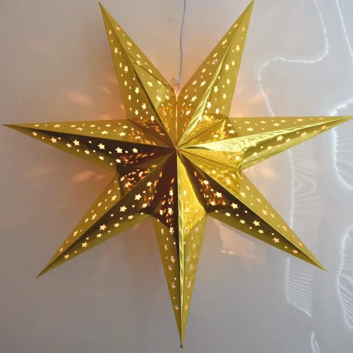 Vista 4 de Increíbles faroles de papel de primera, estilo estrella para decorar