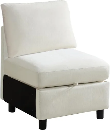 Vista 56 de WUTUTUEE Sofá biplaza modular de 58 pulgadas, sofá biplaza moderno de 2 plazas con almacenamiento, sofá modular de felpilla para sala de estar, Beige