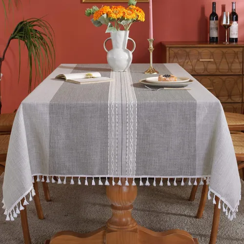 Vista 10 de Laolitou - Mantel para mesa de comedor, mantel rústico estilo de granja para cocina y mesa auxiliar, tela de lino de algodón, manteles rectangulares
