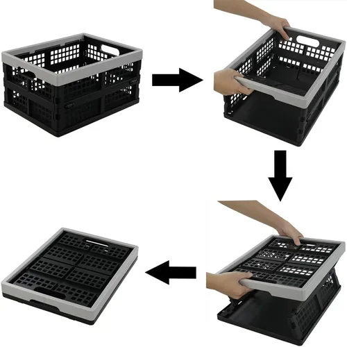 Vista 2 de Jekiyo Cajas plegables de almacenamiento de 16 litros, contenedor plegable de plástico, juego de 3