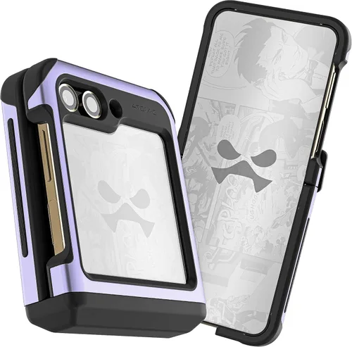 Vista 57 de Ghostek Atomic - Funda delgada para Galaxy Z Flip 4, parte trasera de aramida con parachoques de aluminio rojo, funda protectora de doble capa a