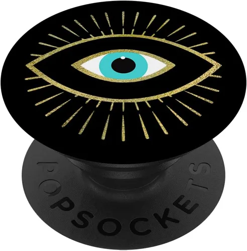 Vista 7 de PopSockets MagSafe PopGrip amarillo de mal de ojo negro para iPhone