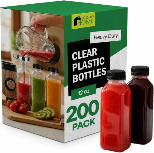 Vista 14 de EconoHome Paquete de 100 botellas redondas de jugo de 16 onzas, sin BPA