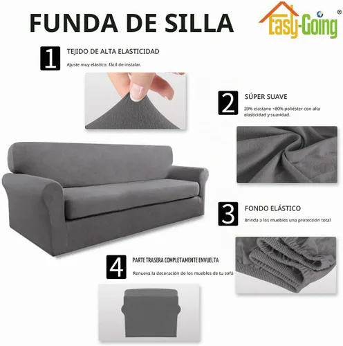 Vista 4 de Easy-Going Funda de Sofá Elástica de Microfibra de 2 Piezas – Cubierta de Sofá Suave y Ajustada de Spandex, Protector de Muebles Lavable con Parte