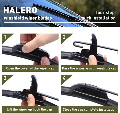 Vista 6 de Limpiaparabrisas Premium de 21" + 19" para Parabrisas, Todas las Estaciones, Duraderas, Estables y Silenciosas, Láminas Limpiaparabrisas