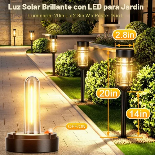 Vista 3 de Amzarp - Paquete de 8 luces solares para jardín, luces LED solares luz cálida