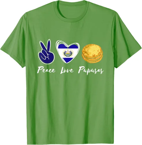 Vista 19 de Pupusas Lover Love Peace El Salvadaor Camiseta Comida Salvadoreña
