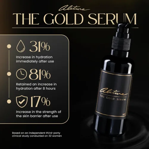 Vista 2 de Alitura Suero dorado de colágeno y péptido antienvejecimiento para la cara, con vitamina A, CoQ10 y astaxantina, suero hidratante inspirado en Corea