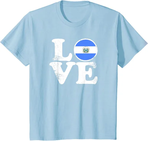 Vista 13 de Love El Salvador Flag tShirt Home Pride Distressed Tee T-Shirt