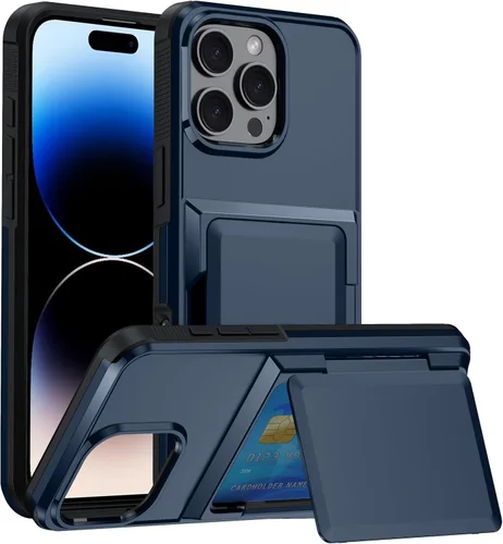 Vista 13 de Funda protectora para iPhone 16 Pro con tarjetero y ranura para tarjeta de crédito, color negro