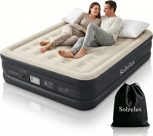 Vista 13 de Colchón de aire individual con bomba incorporada, colchón inflable rápido de 13 pulgadas elevado de 2 minutos, cama de aire plegable con bolsa