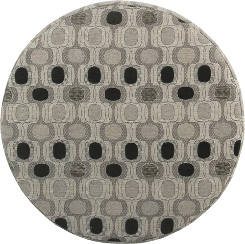 Vista 7 de Homepop Decoración del hogar Otomana redonda tapizada de almacenamiento Otomana con almacenamiento para sala de estar y dormitorio (negro Geo)