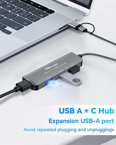 Vista 8 de Divisor de concentrador USB para laptop, concentrador USB 1to4, USB 3.0 Splitter USB c hub, expansor de puerto HUB 3.0 (USB 3.0 HUB-plateado)