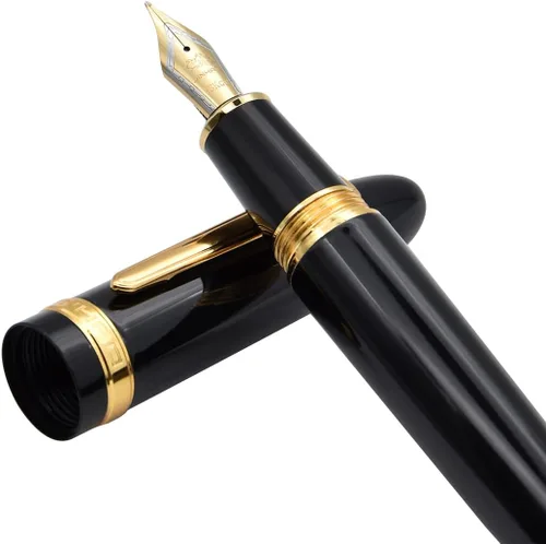 Vista 2 de Jinhao - Pluma estilográfica 159 negro lacado con borde dorado, dorado