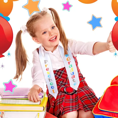 Vista 6 de Jexine 6 piezas de estola de graduación impresa preescolar estola preescolar Kindergarten, regalos de graduación unisex para niños