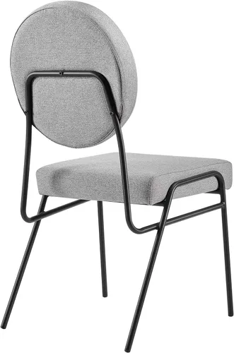 Vista 5 de Modway Craft - Juego de 2 sillas laterales tapizadas de tela, color negro y gris claro
