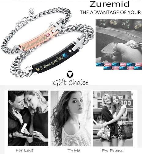Vista 26 de Regalo para enamorado, para él y ella, pulseras grabadas personalizadas para parejas, para mujeres y hombres, juego a juego, regalo de aniversario