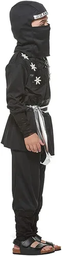Vista 5 de EraSpooky Disfraz de ninja de Halloween para niños disfraz de asesino negro para niños