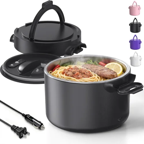 Vista 10 de Lonchera eléctrica de 100 W, calentador portátil de alimentos de 33 onzas, color rosa A-Rosa-33oz