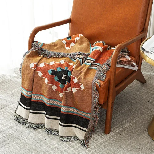Vista 5 de Homesy - Mantas boho del suroeste, manta reversible verde azteca del suroeste para mueble, silla, sofá, hogar, uso exterior, playa, auto, carpa