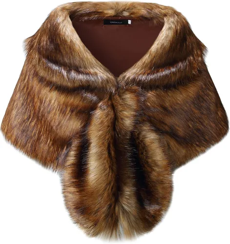 Vista 41 de Caracilia - Elegante estola tipo chal en piel sintética para el invierno.