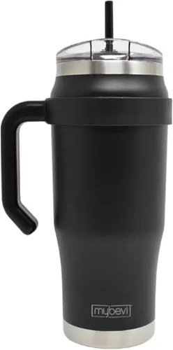 Vista 20 de MyBevi Outlander - Taza de viaje de acero inoxidable de alta calidad, para frío/calor, aislamiento de 3 capas, mango resistente, duradera y elegante