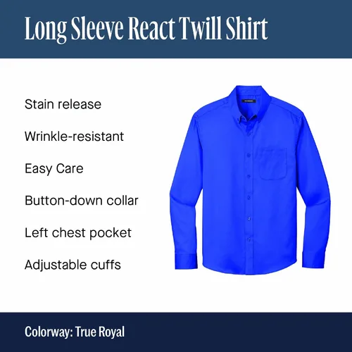 Vista 5 de Port Authority Camisa SuperPro React de sarga de manga larga con botones para hombre