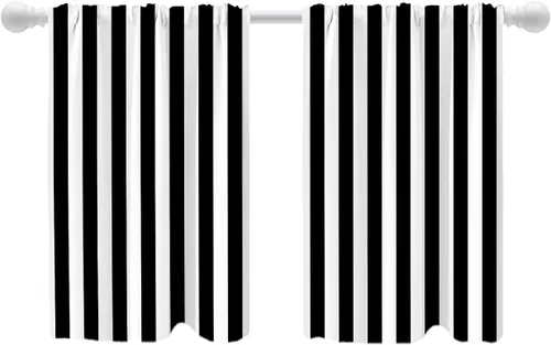 Vista 75 de Shrahala Cortinas republicanas de elefante americano para ventanas de cocina, paneles de cortina de ventana de poliéster multicapa con rayas rojas
