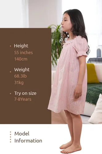 Vista 5 de BANGSAUR Vestidos vintage para niñas, camisas de dormir de princesa de algodón, para niños de 3 a 12 años
