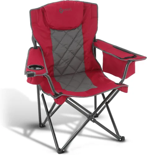 Vista 17 de ARROWHEAD OUTDOOR Silla plegable portátil de lujo para campamento con reposacabezas, portavasos y vidrio, enfriador de 6 latas, bolsa de transporte