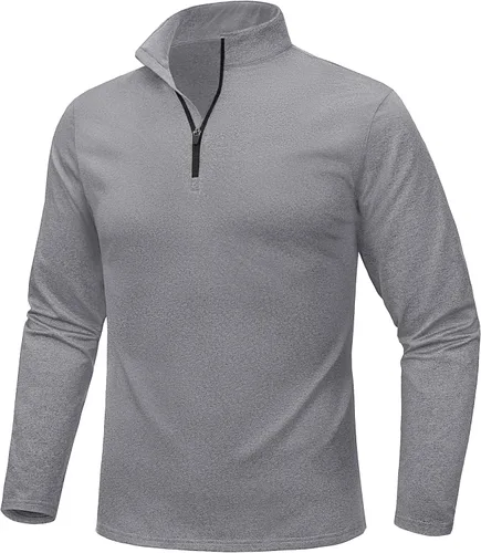 Vista 37 de MAGCOMSEN Sudadera de golf de manga larga con forro polar para hombre, con cremallera de 1/4, térmica, para correr