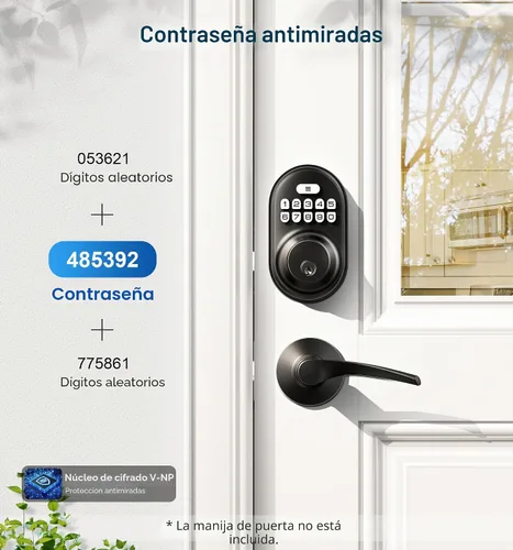 Vista 3 de Veise RZ-A - Cerradura de puerta con teclado electrónico, color negro mate Keyless Entry for Front Door, 20 Codes, Auto Lock, One-time Codes, 365