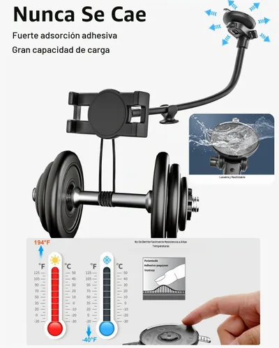 Vista 3 de Soporte para tablet para parabrisas de tablero de automóvil [brazo largo de cuello de cisne] Soporte de iPad con ventosa para automóvil, soporte