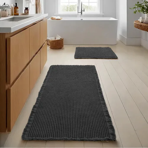 Vista 14 de JIUZHEN Tapete de Baño Mejorado con Diseño de Gofre Súper Absorbente Tapetes de Baño Antideslizantes Alfombras de Baño Lavables a Máquina de Secado