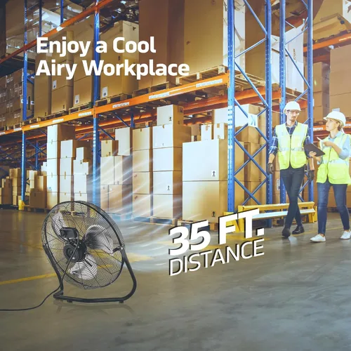 Vista 2 de NEXAIR Ventilador de piso industrial de 20 pulgadas, ventilador de metal de alta velocidad de 3 velocidades, flujo de aire potente de 1800 CFM