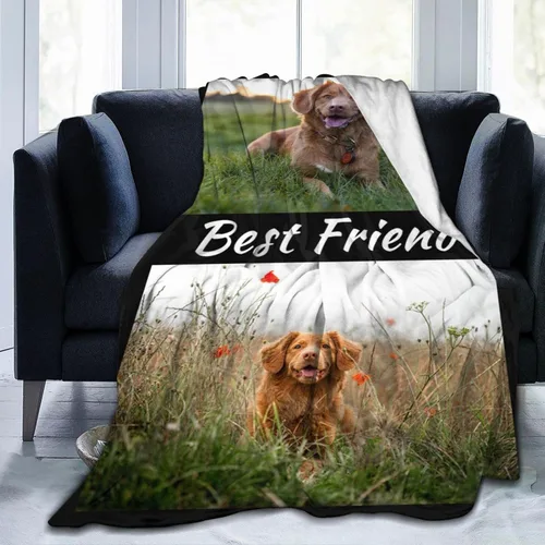 Vista 11 de Manta de cama personalizada con texto de fotos, mantas personalizadas con collage de fotos, mantas personalizadas para regalo de cumpleaños 1 Foto