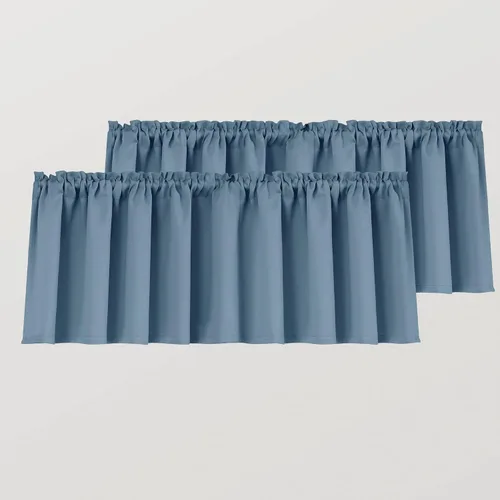 Vista 24 de Mrs.Naturall Cenefas de playa para ventana de cocina, paquete de 2 cenefas opacas con bolsillo para barra, para sala de estar, baño, 36 x 16