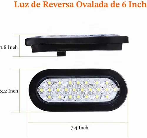Vista 3 de NPAUTO 4 luces LED ovaladas de 6 pulgadas, 24 luces LED blancas de respaldo reverso, impermeable, parada de remolque, luz trasera para caravanas