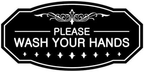 Vista 12 de Signs ByLITA Letrero Victoriano Please Wash Your Hands (Negro) - Pequeño