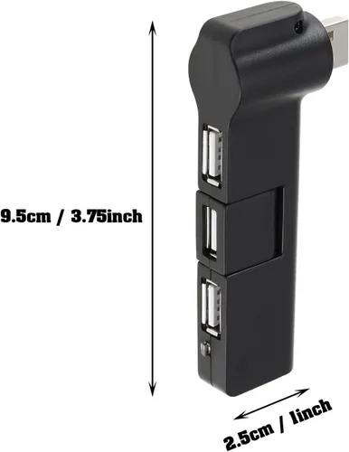 Vista 4 de Create idea 4 puertos 180 ° Rotación USB Extensor Hub 4 puertos USB Hub Adaptador de corriente Mini USB 2.0 Hub 4 puertos USB Hub Accesorios