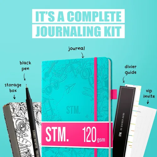 Vista 6 de Cuaderno de cuadrícula de puntos con viñetas Cuadernos diarios A5 para escritura personal, trabajo, mujeres papel grueso de 120gsm, tapa dura
