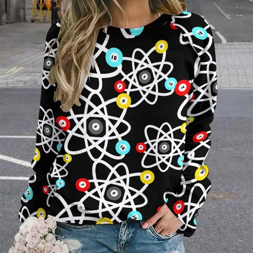Vista 2 de Funny Billiards Science - Sudadera de manga larga con estampado raglán y cuello redondo para mujer