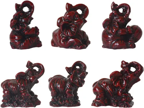 Vista 2 de Mini estatua de elefante, figuras de elefantes indios de resina Feng Shui para decoración del hogar, oficina, familia, animales, regalos de regreso
