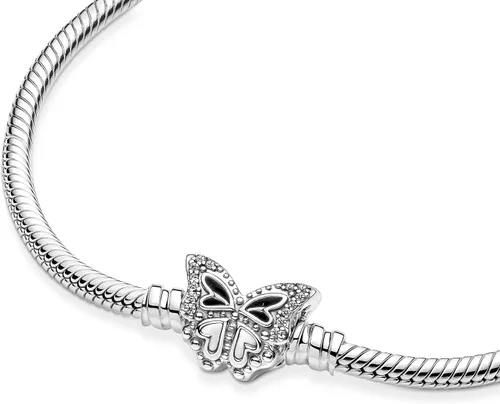 Vista 4 de PANDORA Moments - Pulsera de cadena de serpiente con cierre de mariposa